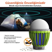 Bix KL-01 Sivrisinek Kovucu İç - Dış Mekan, Elektrikli, Micro USB Şarj Edilebilir, Taşınabilir,  IPX6 Su Geçirmez LED Işık Lamba KL01 Yeşil