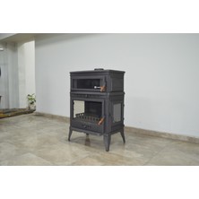 Flame Stove FS-045YK Retro Lux Dık 3 Camlı Yan Kapaklı Kuzineli Döküm Soba