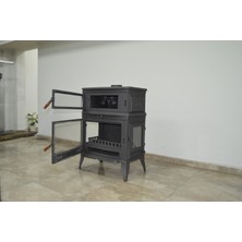 Flame Stove FS-045YK Retro Lux Dık 3 Camlı Yan Kapaklı Kuzineli Döküm Soba