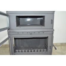 Flame Stove FS-045YK Retro Lux Dık 3 Camlı Yan Kapaklı Kuzineli Döküm Soba