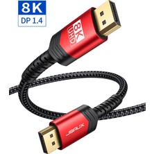 Jsaux 8k UHD Displayport Oyuncu Kablosu Dp Kablosu 8K@60Hz 2K@240Hz 4K@144Hz 32.4gbps Ekran Bağlantısı Kablosu 1.4 Dp - Dp Kablosu Oyun Için Uyumlu Dizüstü Tv Pc Bilgisayar Monitörü Uyumlu CV0001