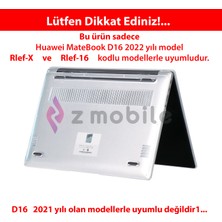 Z-Mobile Huawei Matebook D16 2022 Uyumlu Kılıf Kapak 360° Tam Koruma Parlak Şeffaf Renksiz