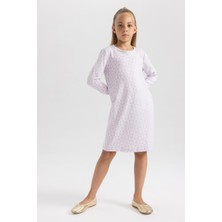 DeFacto Kız Çocuk Bisiklet Yaka Çiçekli Uzun Kollu Elbise W8754A622SP