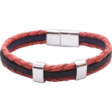 Coolmenclub Çelik Deri Bileklik