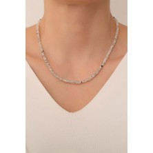 Dünya Doğal Taş Ay Taşı Kolye ( 925 Ayar Gümüş Aparatlı )