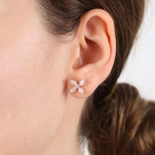 Mia Vento Pırlanta Montür Markizin Işıltısı Rose Renk Gümüş Küpe