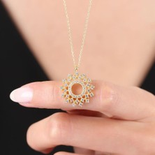 Mia Vento Pırlanta Montür Işıltı Evreni Gold Renk Gümüş Kolye