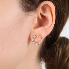 Mia Vento Pırlanta Montür Ametist Büyüsü Gold Renk Gümüş Küpe