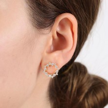 Mia Vento Pırlanta Montür Işıltı Büyüsü Gold Renk Gümüş Küpe