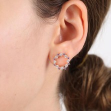 Mia Vento Pırlanta Montür Ametist Büyüsü Rose Renk Gümüş Küpe