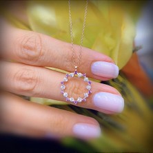 Mia Vento Pırlanta Montür Ametist Büyüsü Rose Renk Gümüş Ikili Set