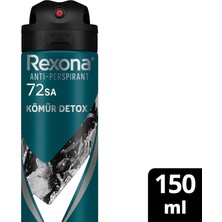 Rexona Men Erkek Sprey Deodorant Kömür Detox 72 Saat Kesintisiz Üstün Koruma 150 ml