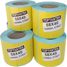 Hitmax 58X40 Termal Etiket Sarı Renk G.58 mm Y.40 mm Bir Rulo 500 Adet toplam 6 rulo (Tam Adet)