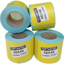 Hitmax 58X40 Termal Etiket Sarı Renk G.58 mm Y.40 mm Bir Rulo 500 Adet toplam 6 rulo (Tam Adet)