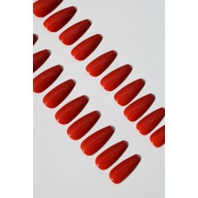 Pop Beauty Takma Tırnak Seti 24 Adet Kırmızı Renkli Zararsız Yapıştırıcı ile Kolay Uygulama