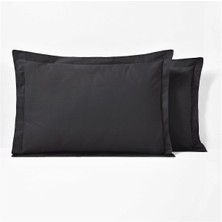 Makiteks %100 Pamuklu Volanlı Süs Dikişli Siyah 2 Adet 50 x 70 Yastık Kılıfı