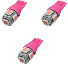 Demet Home Pembe Işık Dipsiz Giriş T10 5 LED Araç Park Lambası Ampül T10 5050 5 Smd LED Adet Seçenekli
