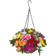 Nettenevime Yapay Çiçek Sarkaç Askılı Makreme Sepette Açelya Karışık Renkli Çiçek Sepeti