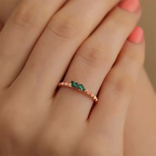 İpek Silver 925 Ayar Gümüş Zirkon Taş Ayarlanabilir Yüzük Rose