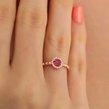 İpek Silver 925 Ayar Zirkon Taş Ayarlanabilir Gümüş Yüzük Rose