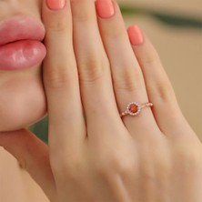 İpek Silver 925 Ayar Zirkon Taş Ayarlanabilir Gümüş Yüzük Rose