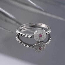 İpek Silver Gümüş Ayarlanabilir Zirkon Taş Yüzük Silver