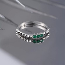 İpek Silver 925 Ayar Üçtaş Ayarlanabilir Gümüş Yüzük Silver