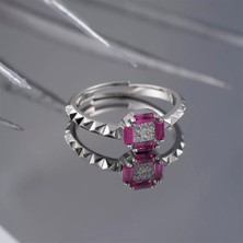 İpek Silver 925 Ayar Gümüş Ayarlanabilir Zirkon Taş Yüzük Silver