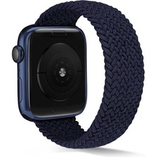 Teknocover Apple Watch 40MM Silikon Kordon Hasır Örgü Görünümlü Kayış Small Kordon Krd-38 (Lacivert)