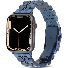 Teknocover Apple Watch 44MM Metal Kordon Kayış Bileklik Yandan Açılan Klipsli Krd-54 (Lacivert)