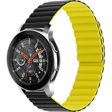 Teknocover Xiaomi Amazfit Gtr 42MM Deri Kordon Mıknatıslı Manyetik Ayarlanabilir Ölçü Krd-52(Siyah-Sarı)