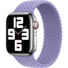 Teknocover Apple Watch 42MM Silikon Kordon Hasır Örgü Görünümlü Kayış  (Medium) Krd-32 (Lila)