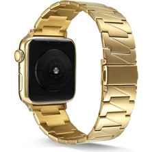 Teknocover Apple Watch 40MM Metal Üçgen Parçalı Kordon Bileklik Klipsli Kayış Krd-48 (Gold)