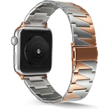 Teknocover Apple Watch 40MM Metal Üçgen Parçalı Kordon Bileklik Klipsli Kayış Krd-48 (Gold)