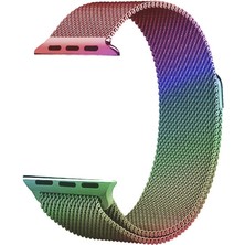 Teknocover Apple Watch 44MM Metal Örgü Hasır Mıktanıslı Pratik Kordon Krd-01 (Karışık)