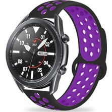 Teknocover Galaxy Watch 3 45MM Silikon Delikli Tasarım Şık ve Dayanıklı Kordon Kayış Krd-02 (Siyah-Mor)