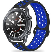 Teknocover Gear S3 Silikon Delikli Tasarım Şık ve Dayanıklı Kordon Kayış Krd-02 (Siyah-Mavi)