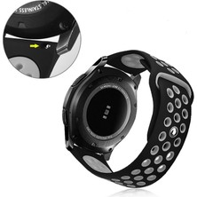 Teknocover Gear S3 Silikon Delikli Tasarım Şık ve Dayanıklı Kordon Kayış Krd-02 (Siyah-Mavi)