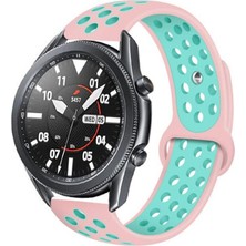 Teknocover Gear S3 Silikon Delikli Tasarım Şık ve Dayanıklı Kordon Kayış Krd-02 (Pembe-Yeşil)