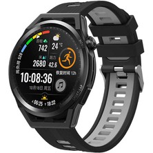 Teknocover Gear S2 Silikon Kordon Çift Renkli 10 Kademeli Ayarlanabilir Kayış Krd-55 (Siyah-Gri)