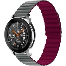 Teknocover Xiaomi Amazfit Gts Deri Kordon Mıknatıslı Manyetik Ayarlanabilir Ölçü Krd-52(Gri-Kırmızı)