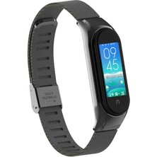 Teknocover Xiaomi Mi Band 5 Kordon Akıllı Bileklik Kordonu Metal Hasır Örgü Kordon Krd-06 (Siyah)