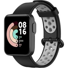 Teknocover Xiaomi Redmi Watch 2 Lite Silikon Delikli Tasarım Şık ve Dayanıklı Kordon Kayış Krd-02 (Siyah-Gri)