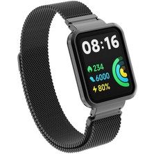 Teknocover Xiaomi Redmi Watch 2 Lite Kordon Metal Çerçeve Hasır Telörgü Metal Kordon Krd-58 (Siyah)