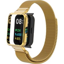 Teknocover Xiaomi Redmi Watch 2 Lite Kordon Metal Çerçeve Hasır Telörgü Metal Kordon Krd-58 (Siyah)