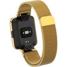 Teknocover Xiaomi Redmi Watch 2 Lite Kordon Metal Çerçeve Hasır Telörgü Metal Kordon Krd-58 (Siyah)