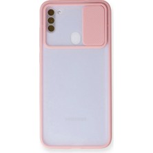 Newface Samsung Galaxy M11 Kılıf Palm Buzlu Kamera Sürgülü Silikon - Pembe