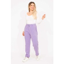 Kadın Lila 3 İplik Kumaş Kup Dikişli Eşofman Alt 65N35279