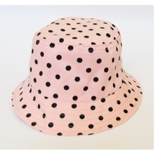 Salar Ticaret Kadın Pembe Siyah Puantiye Desenli Balıkçı Şapka Bucket Şapka