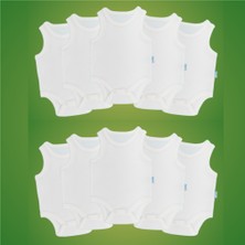 Novibaby 10'lu Bebek Atlet Body Zıbın Çıtçıtlı Beyaz 100% Pamuk Yenidoğan - Beyaz Bebek Body Zıbın